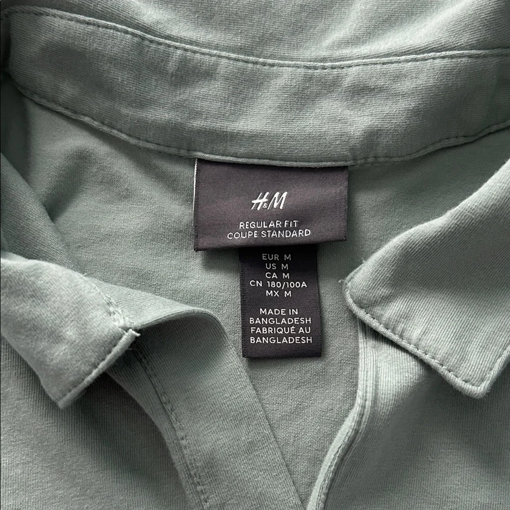 H&M Men's Polo Shirt - Soft Sage - Picture 2 of 6